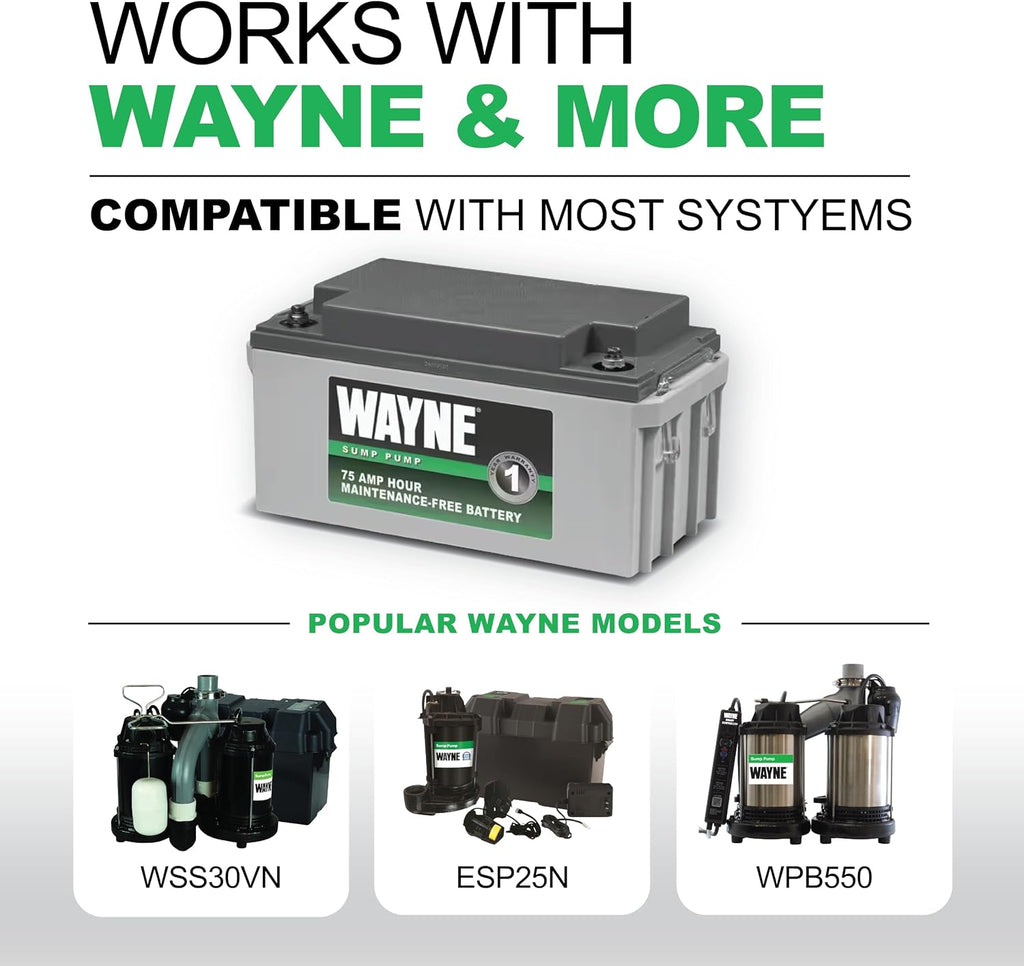 Wayne Maintenance Free Standby Battery for Backup Sump Pumps (WSB1275)
