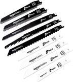 Amazon Basics Chromium Vanadium Steel Reciprocating Saw Blade Set with Organizer Pouch, Compatible For Plastic, 32-Pieces, Black & White
