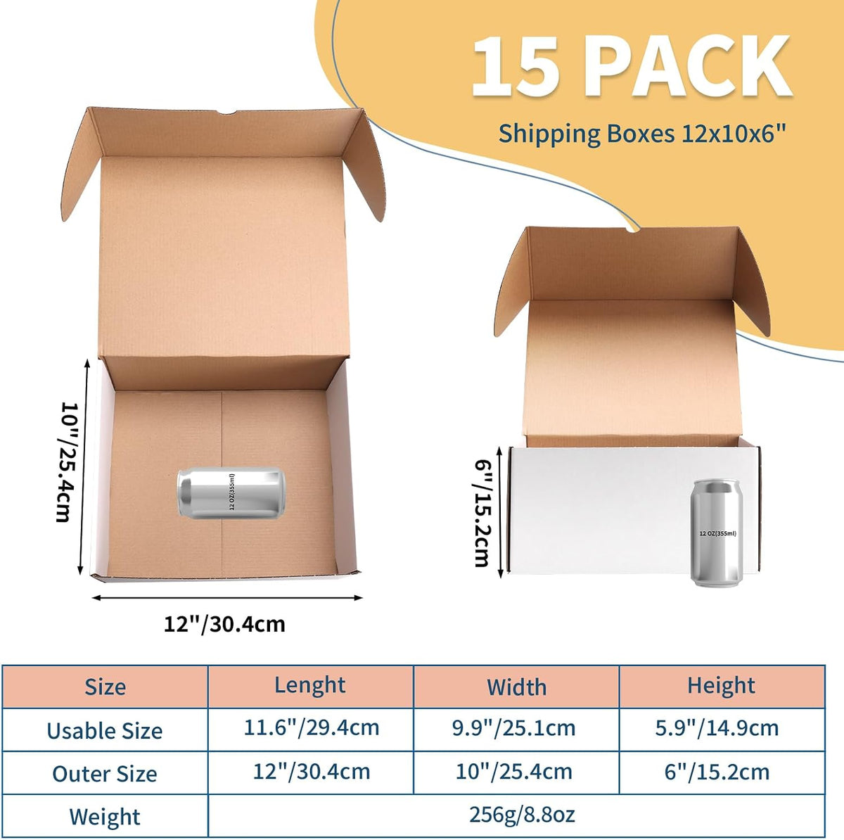 12x10x6 White Shipping Boxes Set of 15, Corrugated Cardboard Mailer Boxes for Packaging Small Business Mailing Gifts
