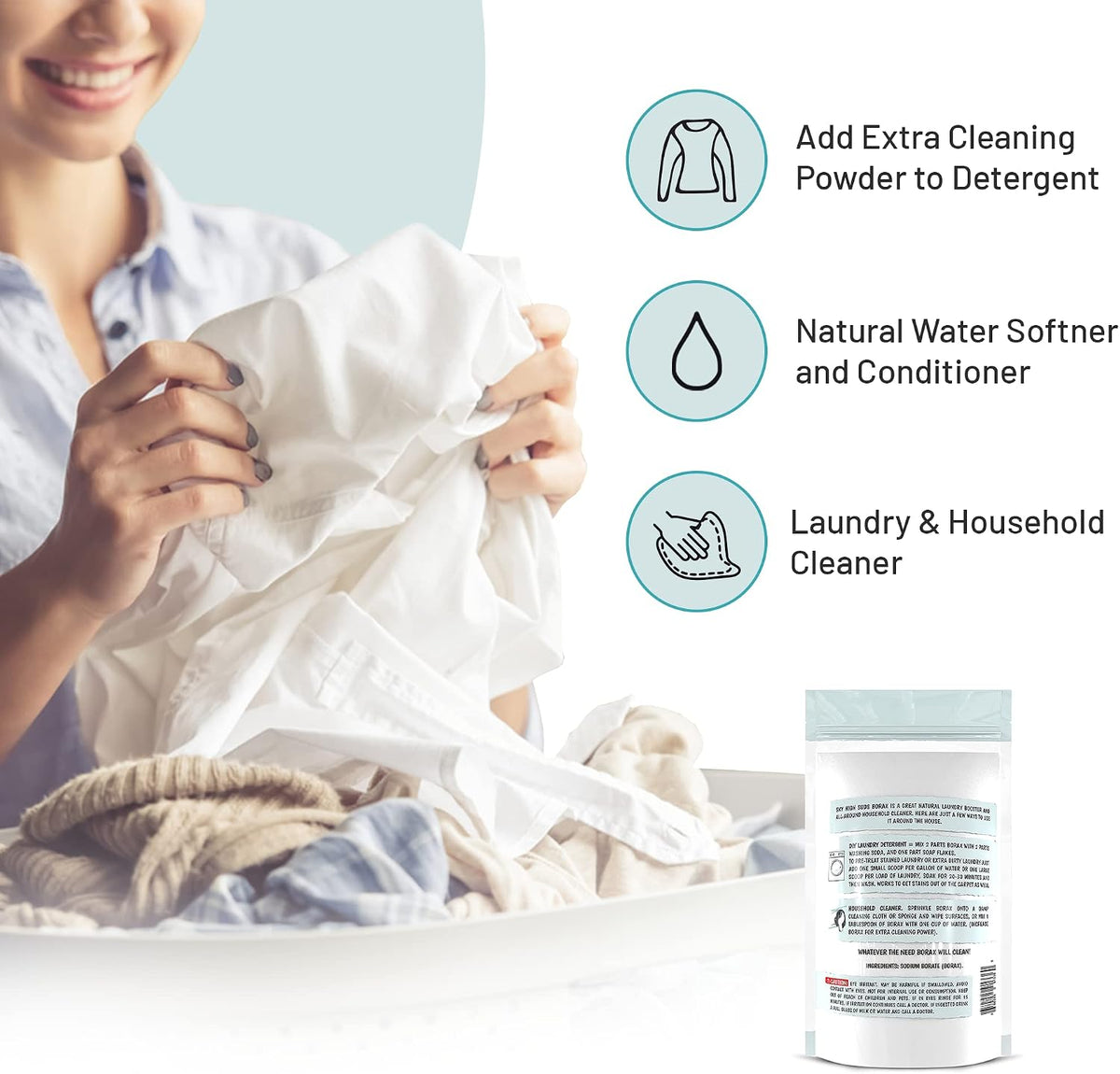 All-Natural Borax Powder, 2 lb, Laundry Booster, Made in USA
