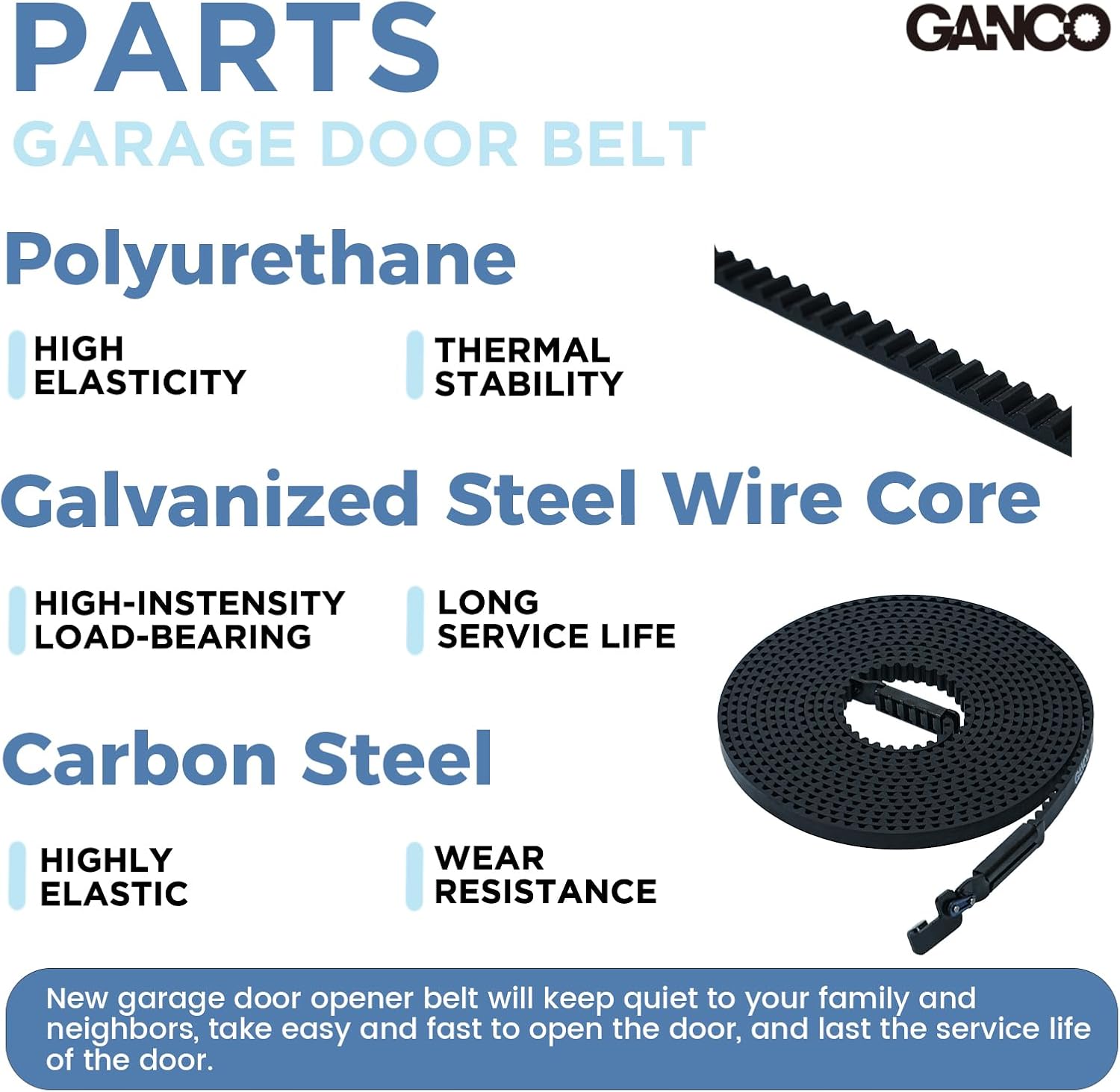 Garage Door Opener Drive Belt 41A5250 Replacement 237" Belt for 7ft High Garage Doors Compatible with Chamberlain
