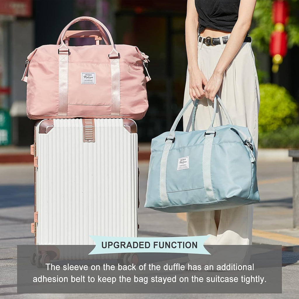 Travel Duffel Bag, Carry On Overnight Weekender Bags for Women | Travel Bag with Wet Pocket & Trolley Sleeve