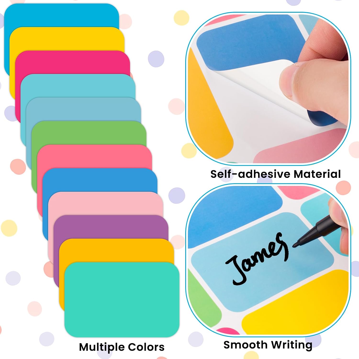 Name Tags,240 Pcs Name Tag Stickers for Classroom 2"x 3"Waterproof Name Labels for Locker&Water Bottles Adhesive