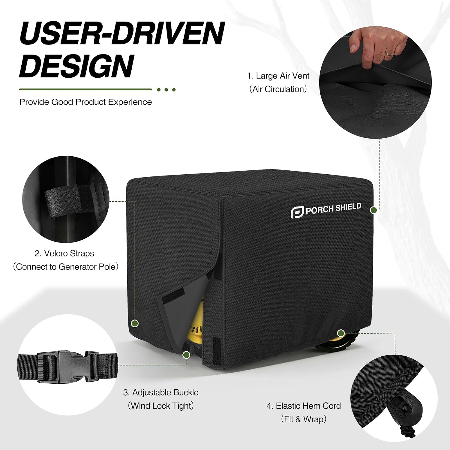 Waterproof Universal Generator Cover 32 x 24 x 24 inch - for Most Generators 5000-10000 Watt, Black