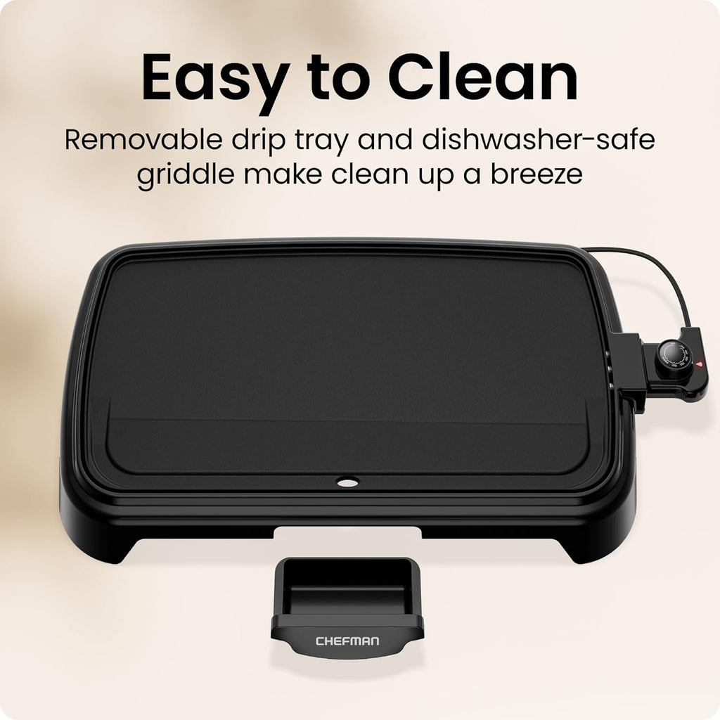 XL Electric Griddle with Removable Temperature Control, Immersible Flat Top Grill, Burger, Eggs, Pancake Griddle