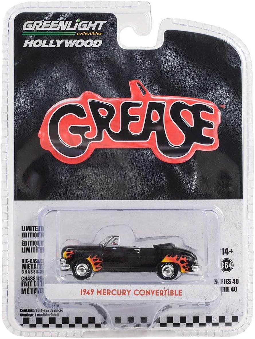 Collectibles 62010-B Hollywood Series - 1:64 Scale Diecast Model - Grease Greased Lightnin' 1949 Mercury Convertible