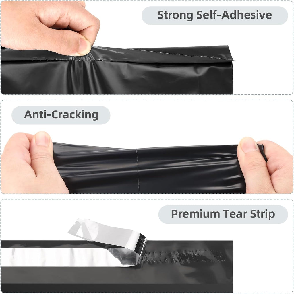 60 Pack Black Poly Mailers Variety Pack, 10x13&12x15.5&14.5x19