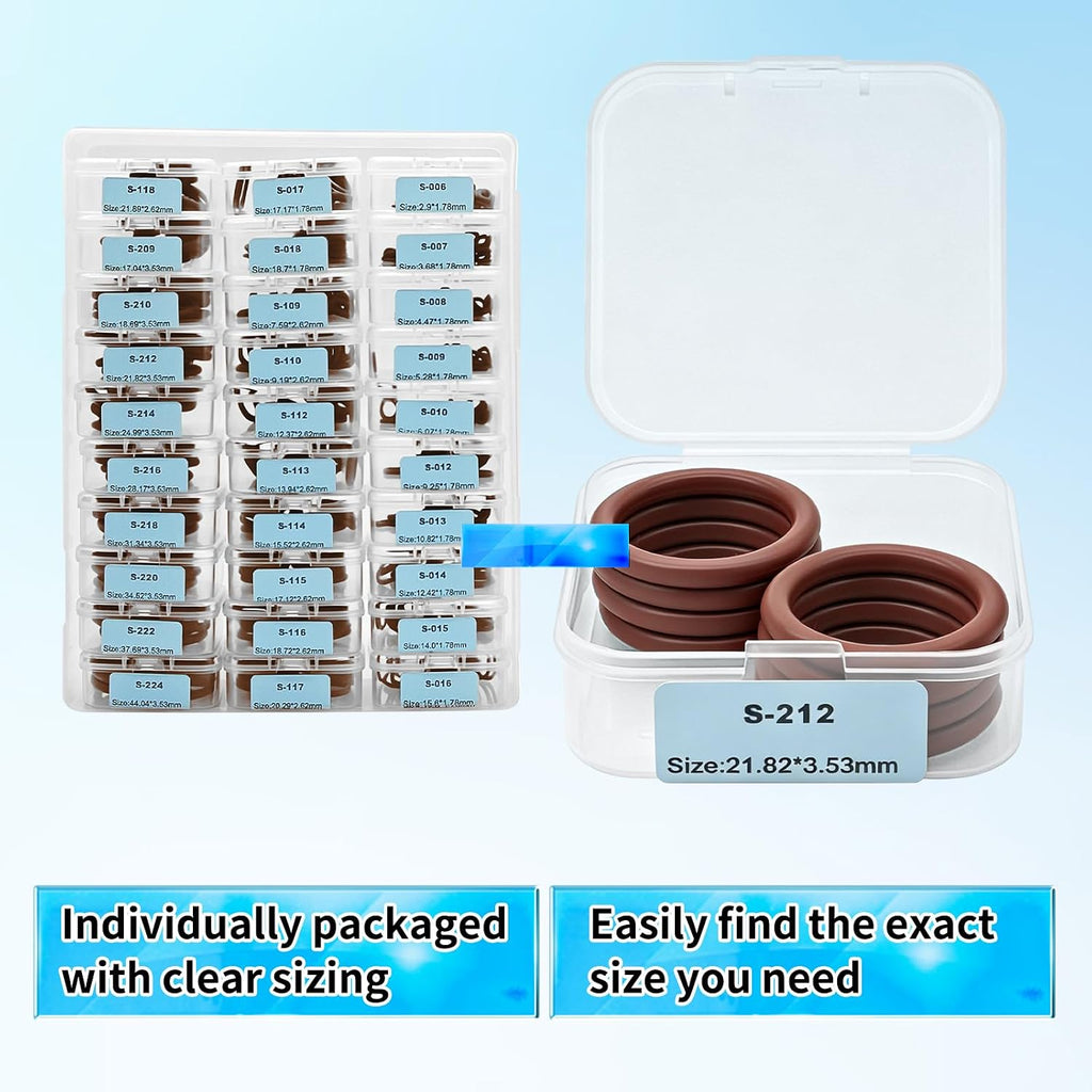 398PCS Viton O Rings,30 Sizes SAE AS568 O-Rings Kit