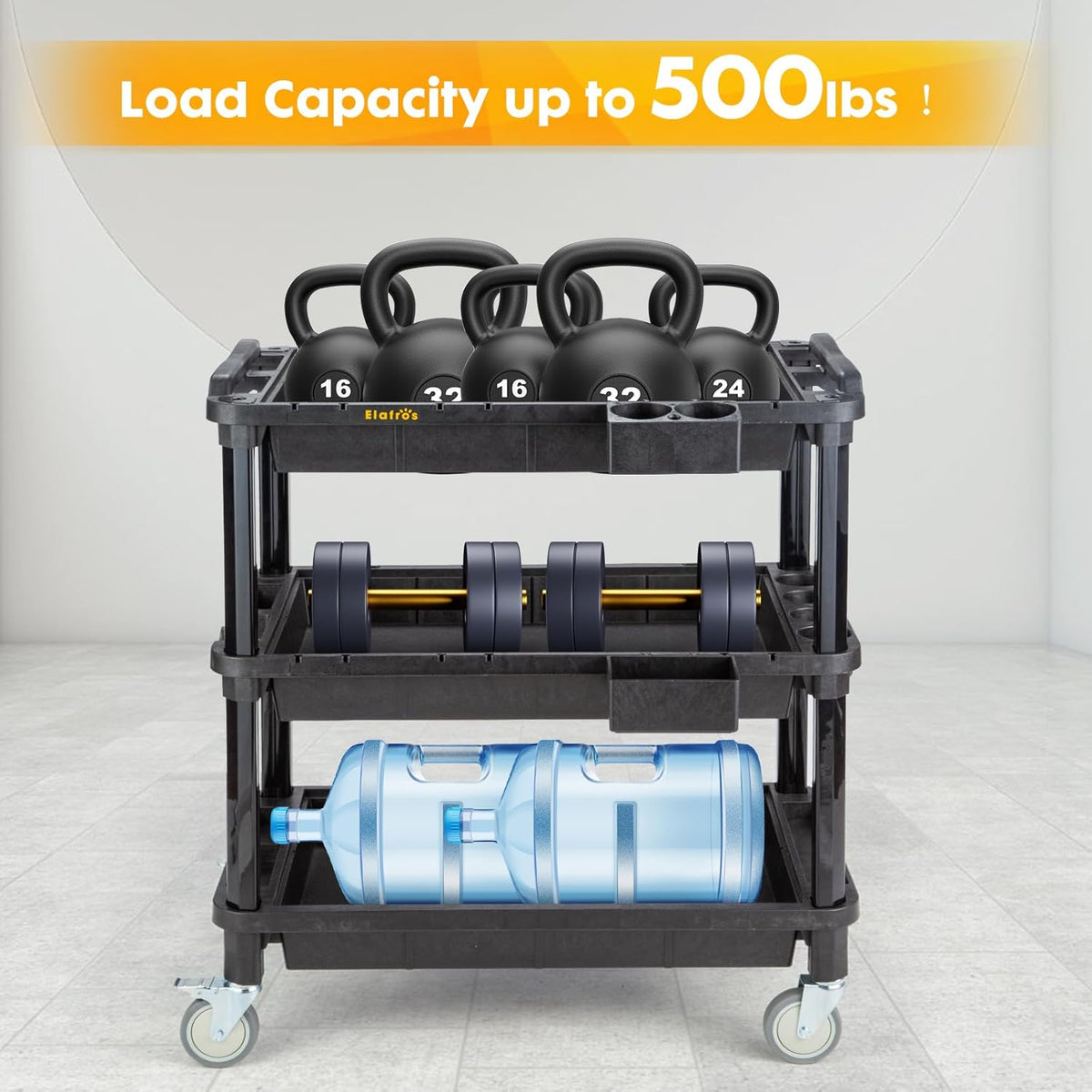 3-Shelf Heavy Duty Rolling Utility Cart, 32.4 x 18.3 in