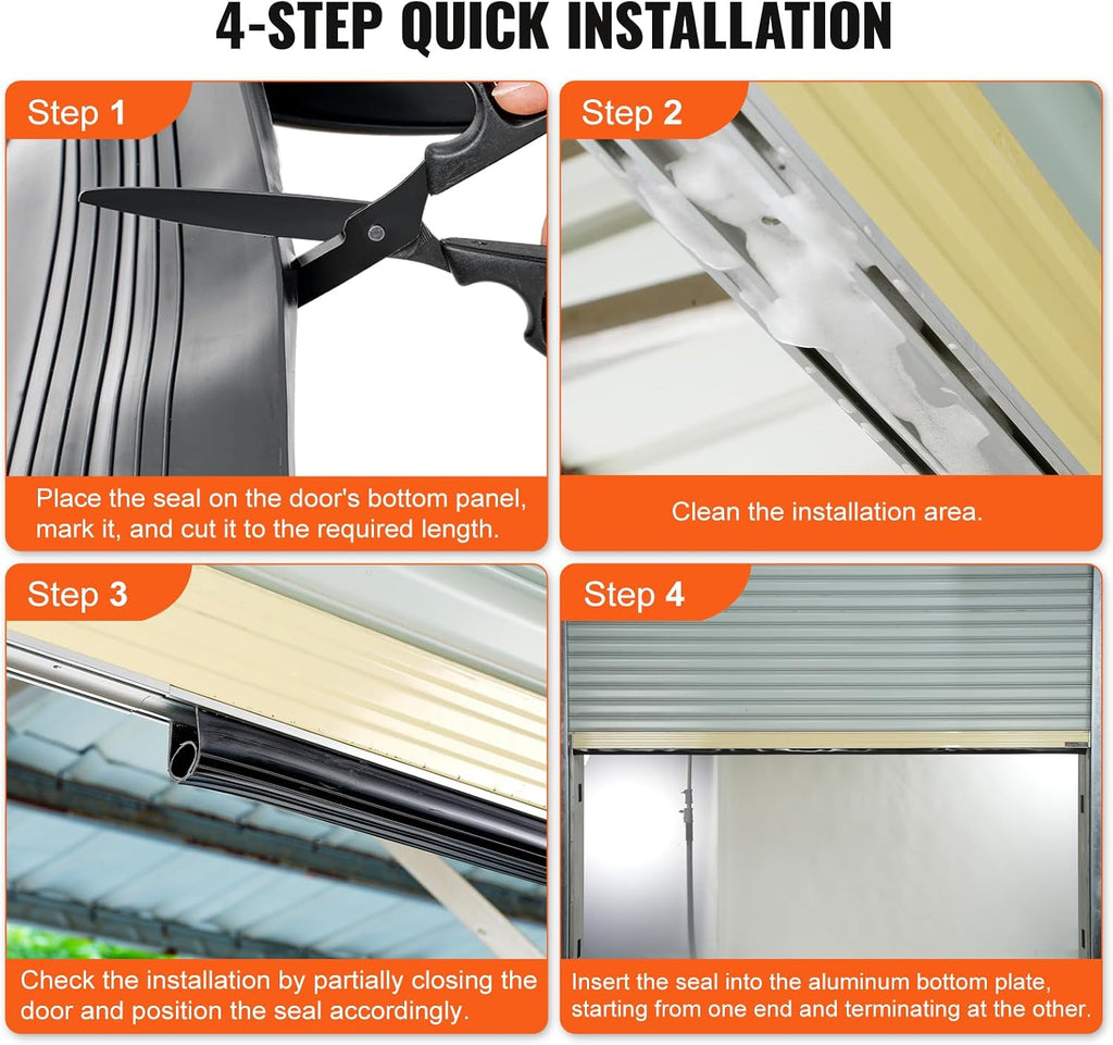 Garage Door Seals Bottom Rubber, U Shape +O Ring Garage Door Weather Stripping, Universal Weatherproof Threshold