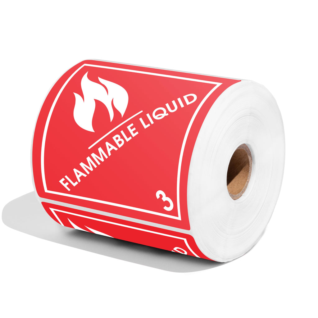 4" X 4" Hazard Class 3 Flammable Liquid Warning Labels (500 Labels)