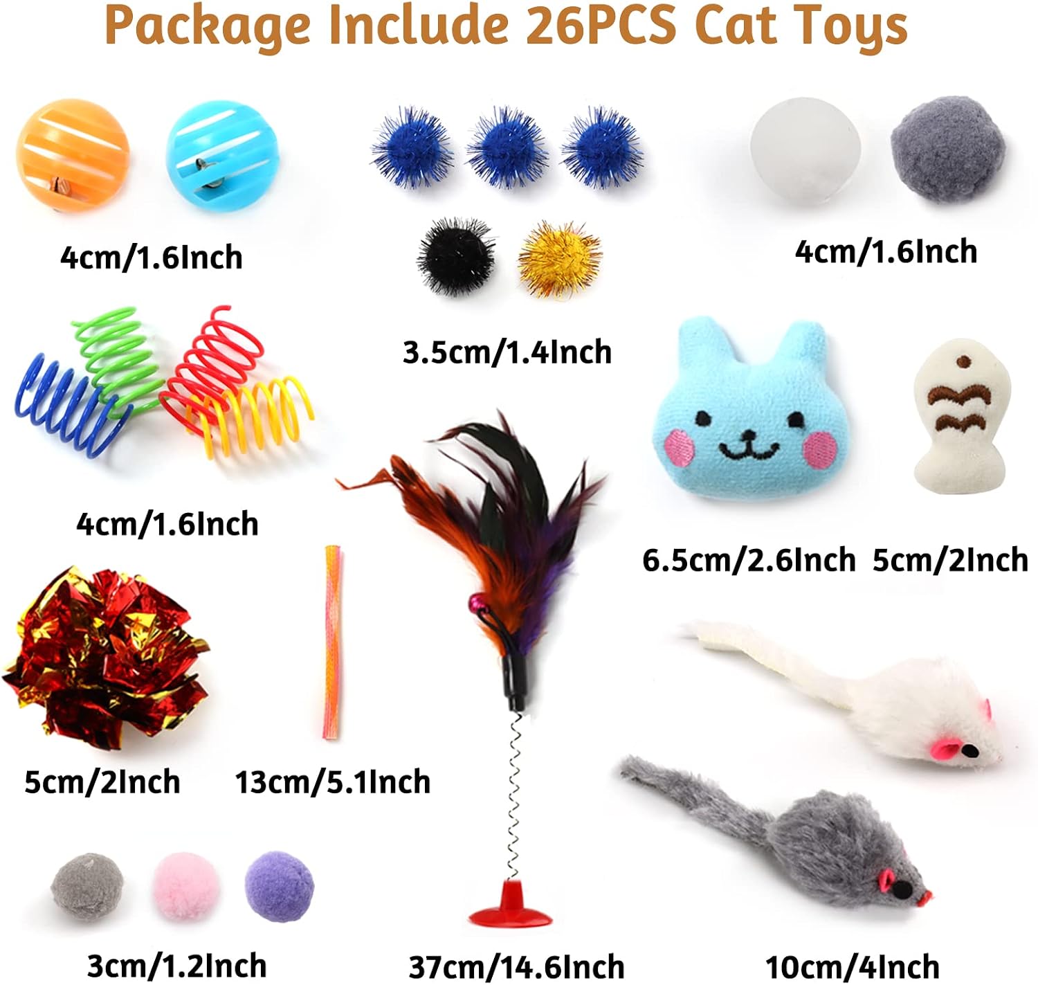 Kitten Toys Cat Toys Assortments, 26 Packs Cat Toys Variety Pack for Kitty, Cat Wand Toy, Cat Feather Toys, Cat Balls