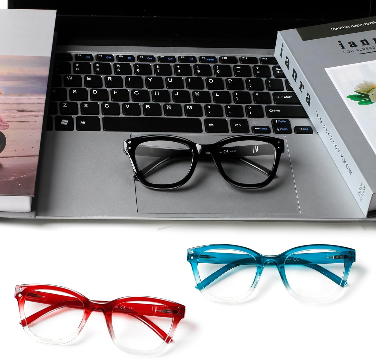 Reading Glasses Blue Light Blocking Readers Spring Hinge Glasses for Reading for Men and Women