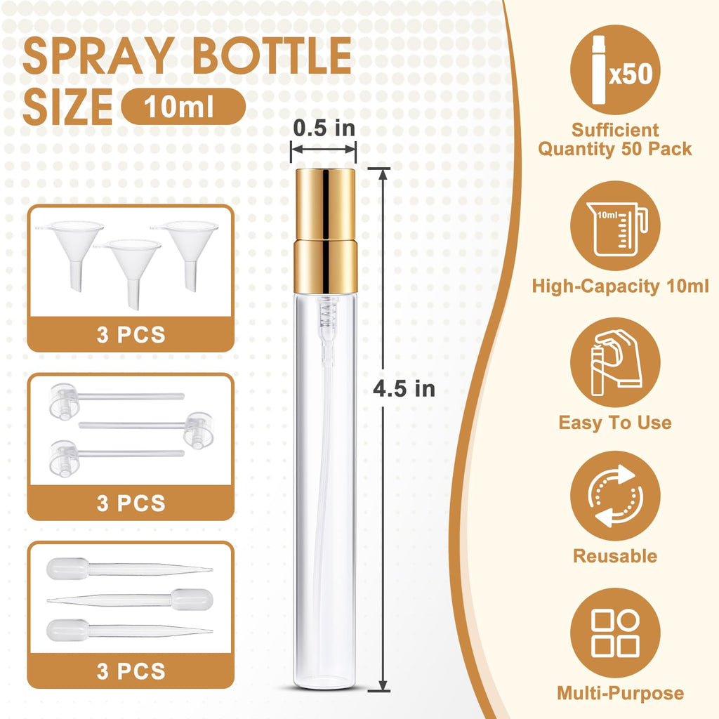 Mini Glass Spray Bottle 50pcs 10ml Clear Perfume Spray Bottle Empty
