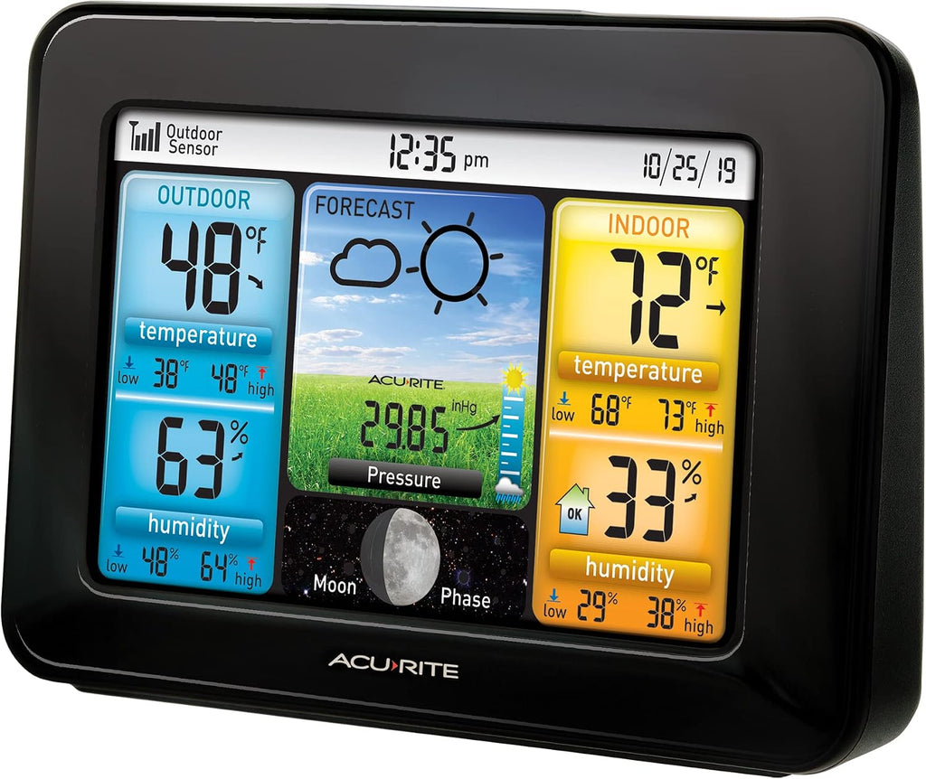 Wireless Home Weather Station with Color Display, Indoor Outdoor Thermometer and Temperature Sensor (02077M)