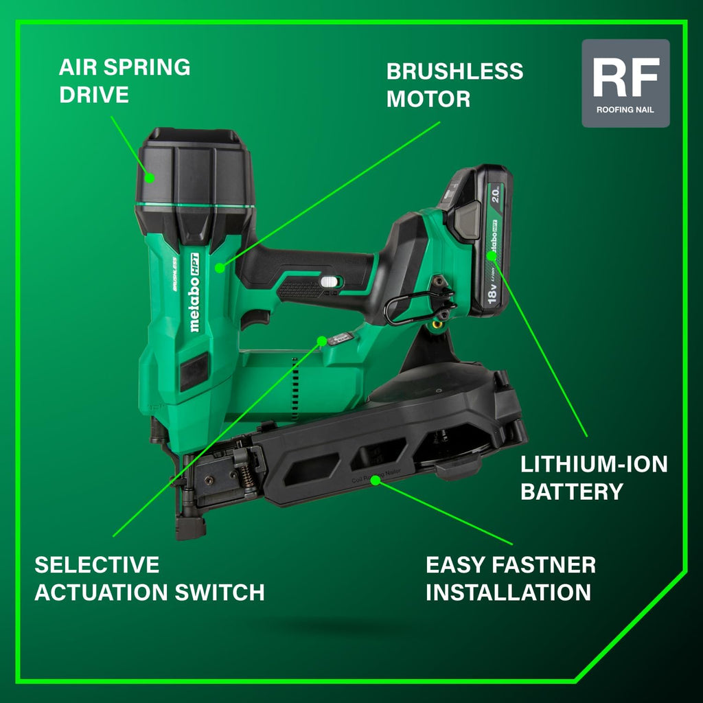 Metabo HPT Roofing Nailer, 18V MultiVolt Brushless, Coil Kit, NV1845DA