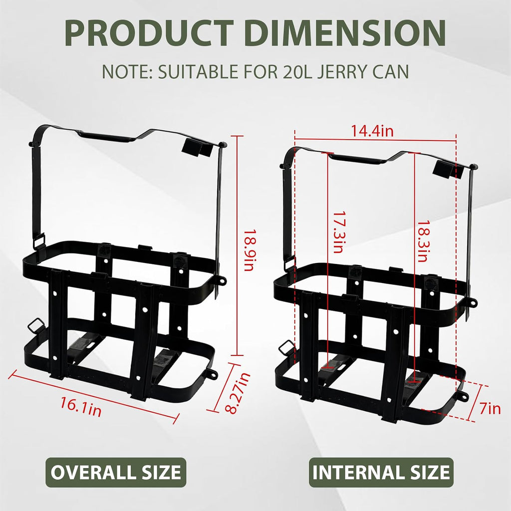 Jerry Gas Can Holder 5 Gallon Water Storage Containers Holder Mount Only Holder Rack, Metal Fuel & Gasolina