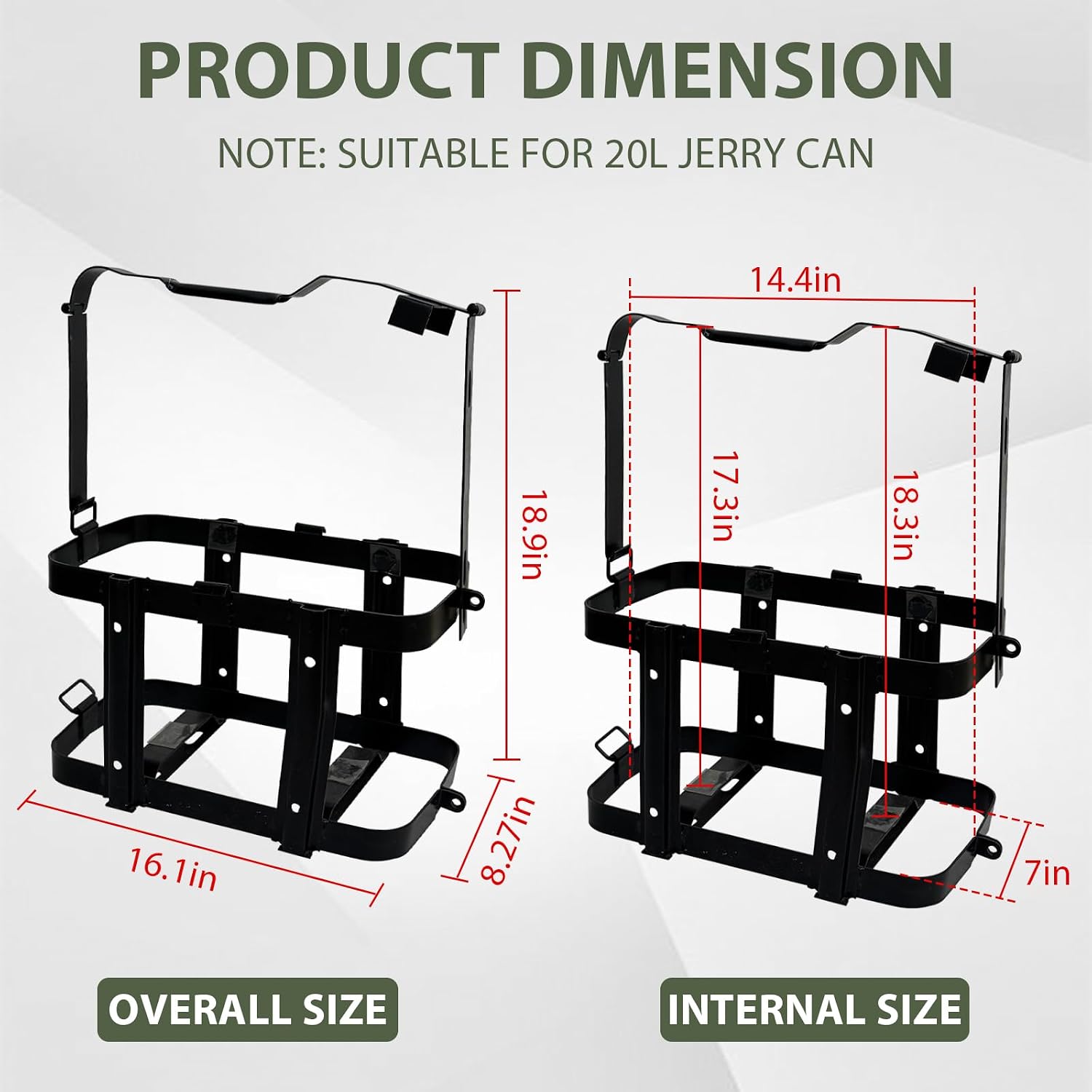 Jerry Gas Can Holder 5 Gallon Water Storage Containers Holder Mount Only Holder Rack, Metal Fuel & Gasolina