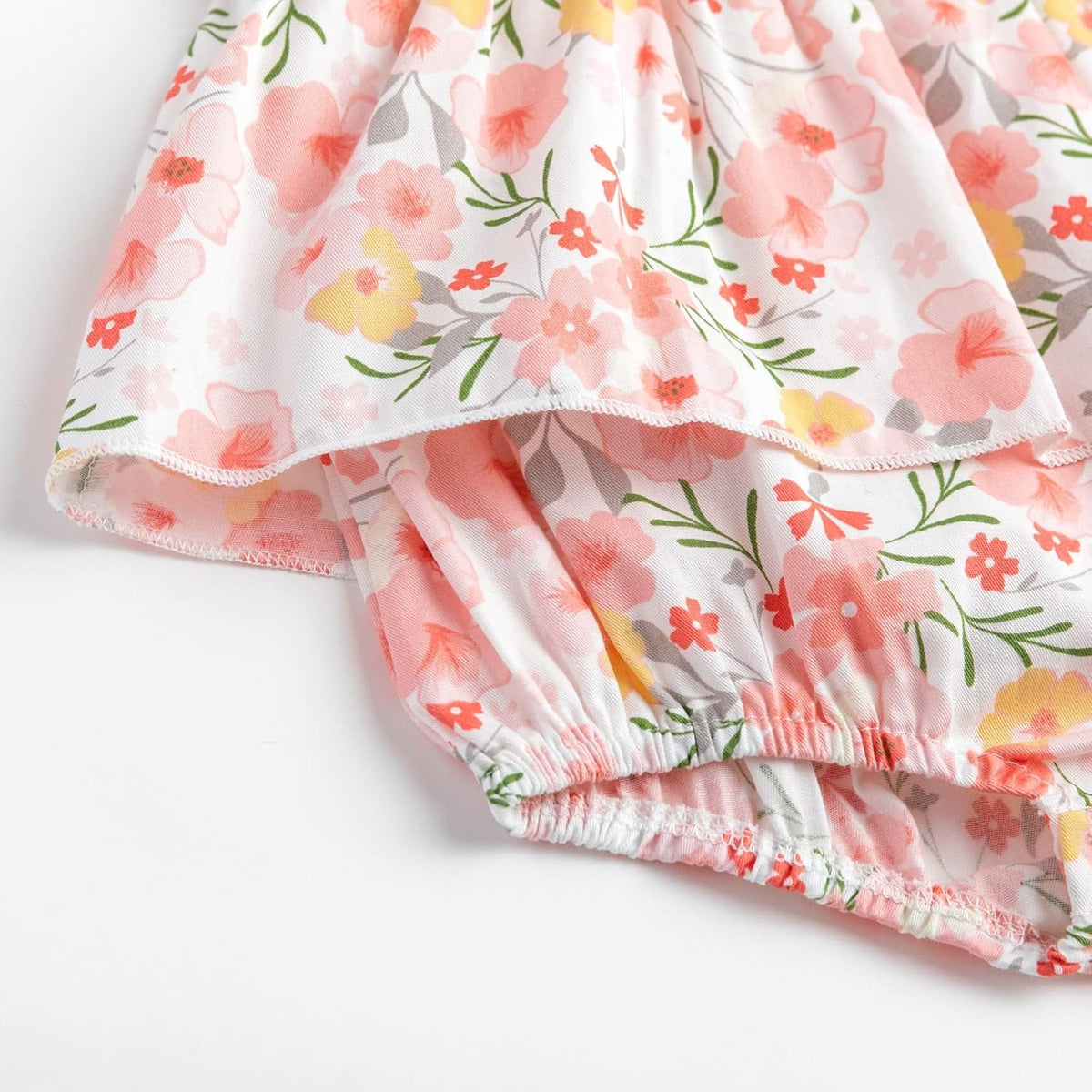 Baby Girl Romper Dress, Square Neck Vintage Floral, 0-24M