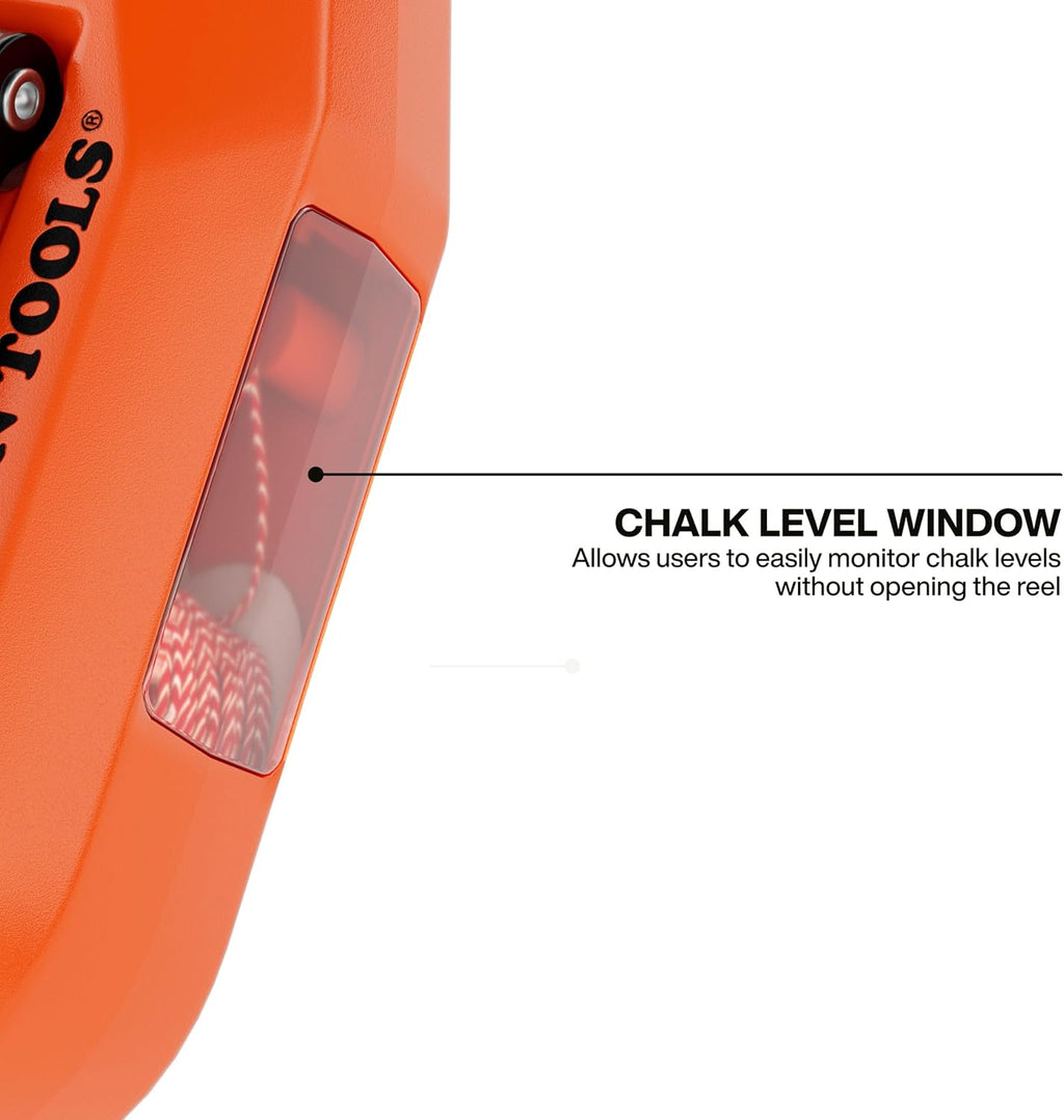 CHLK30S Compact Chalk Reel, 30-Foot, 3:1 Gear Ratio, Quick-Release Spool Clutch, Chalk Line and Twist-Lock Top with a
