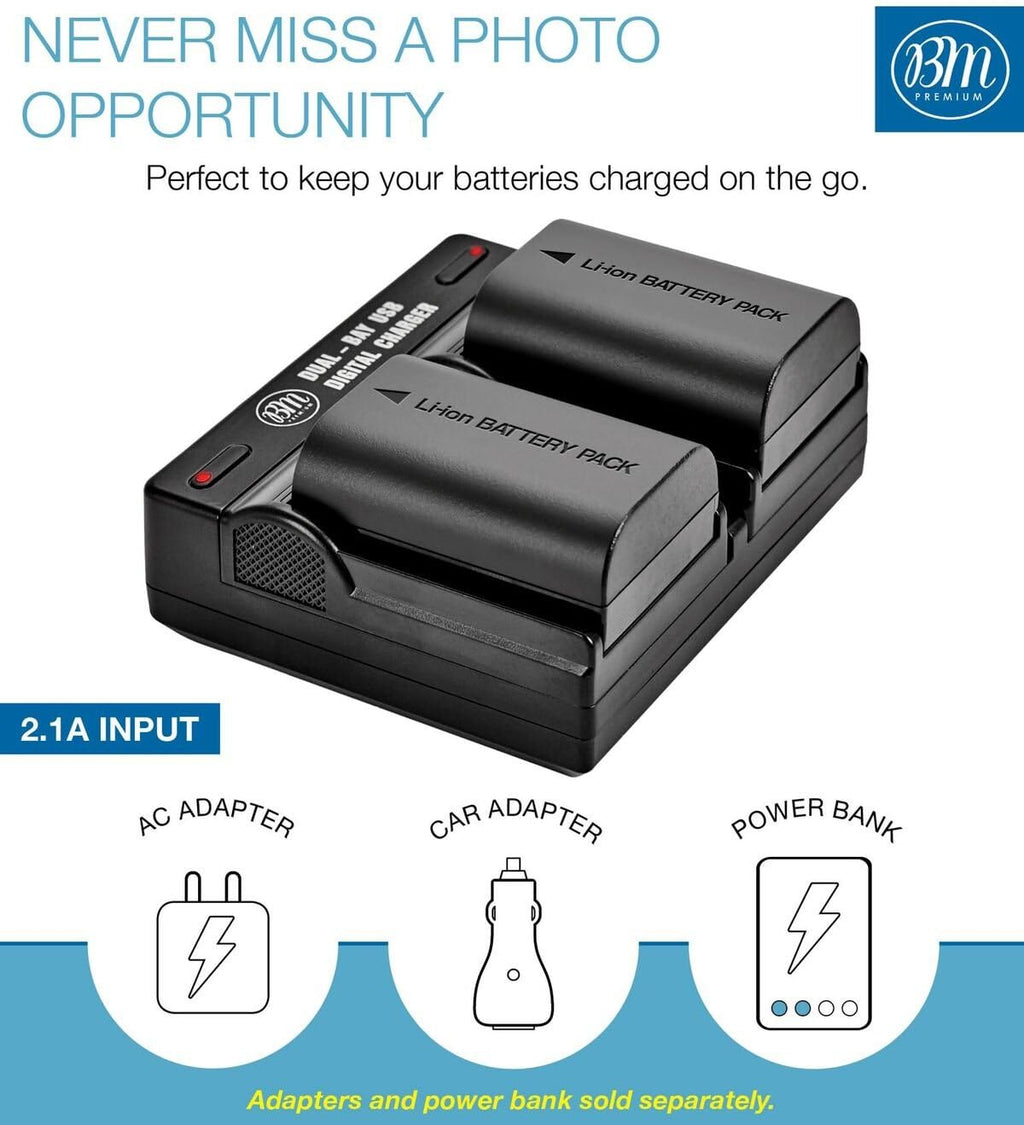 2-Pack LP-E6N Batteries with Dual Charger for Canon EOS Cameras | Compatible with Canon EOS R, 60D, 70D, 80D, 90D, 5D