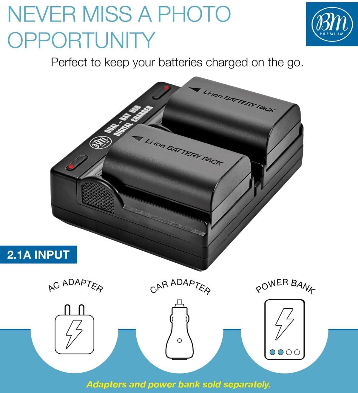 2-Pack LP-E6N Batteries with Dual Charger for Canon EOS Cameras | Compatible with Canon EOS R, 60D, 70D, 80D, 90D, 5D