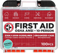 OSHA/ANSI First Aid Kit - 10 Person, 100 Pieces - Designed for Home, Business, School, Industrial, and Restaurants