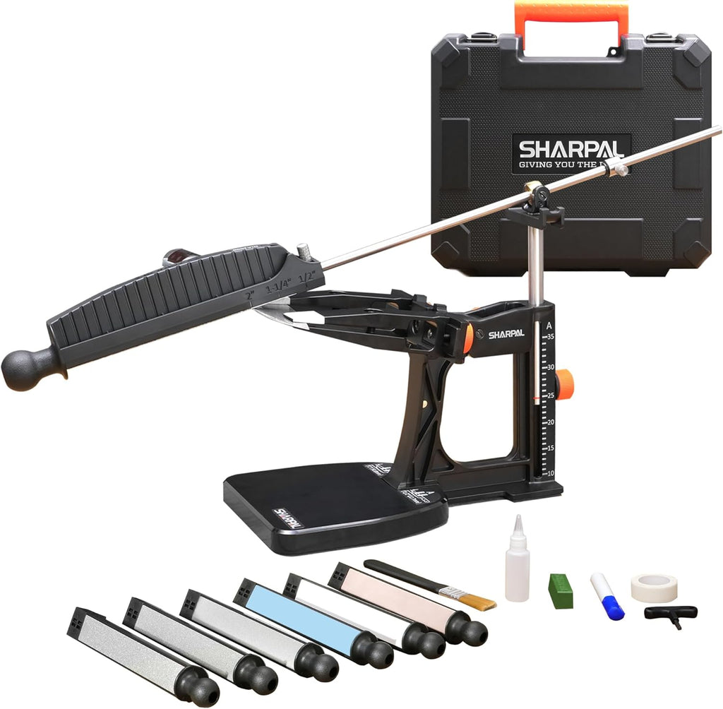 202H Precision Knife Sharpening System, Adjustable Angle 10–35° | Knife Sharpener Kit, 7 Abrasive Plates (Diamond