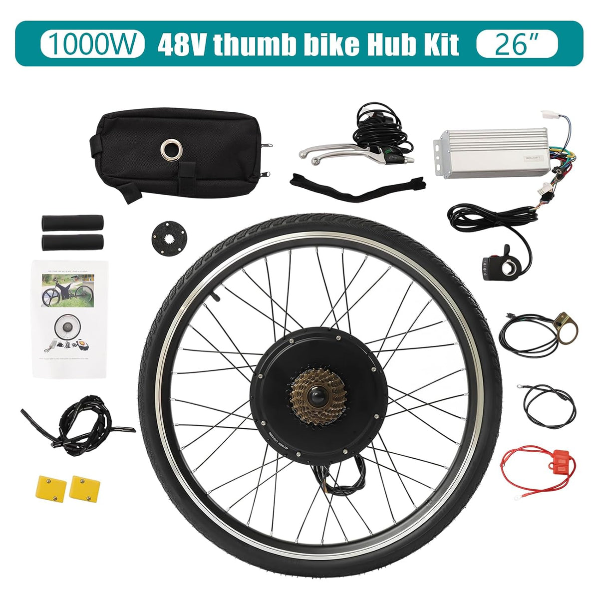 26 Inch 48V 1000W Rear Wheel Electric Bicycle Conversion Kit, Electric Bike Rear Wheel Hub Motor, Rears Wheel