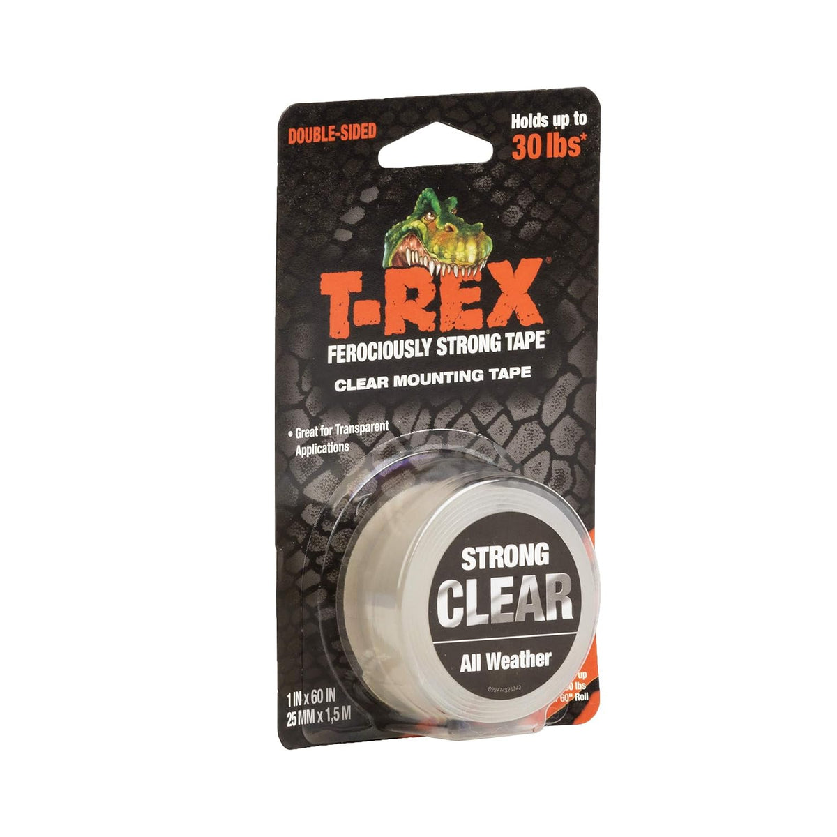 Waterproof Mounting Tape, 1 in x 60 in, Clear, 1 Roll
