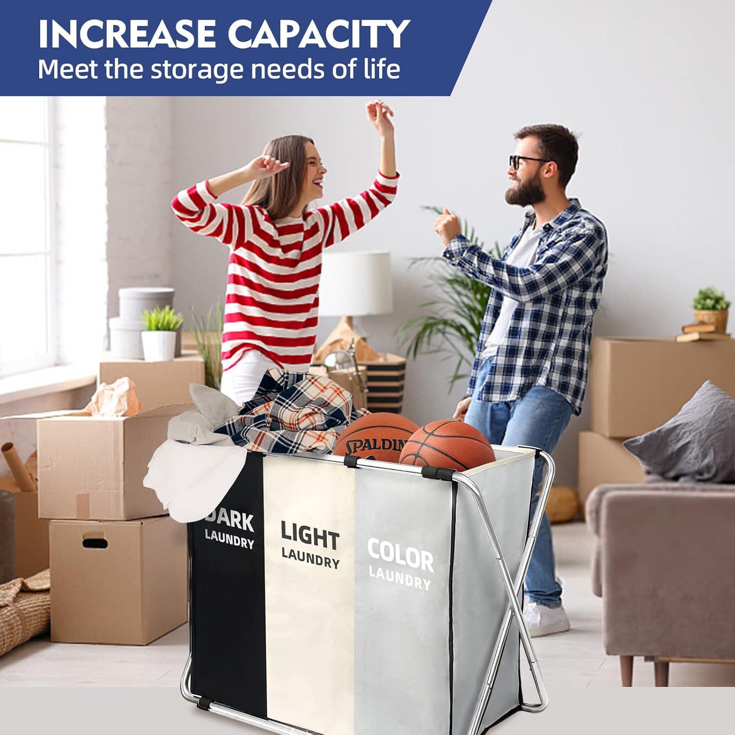 180L Large Laundry Basket, Freestanding Laundry Hamper, Collapsible Tall Clothes Hamper with Handles for Dirty
