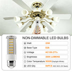 6-Pack 20W LED Corn Light Bulb - 150W Equivalent,3000LM,E26/E27 Base 5000K