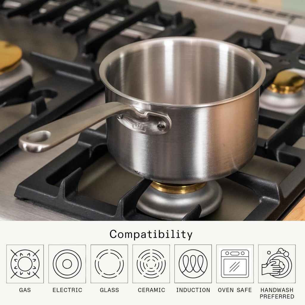 Cookware - 2 Quart Stainless Steel Saucepan with Lid - 5 Ply Stainless Clad - Professional Cookware - Crafted in