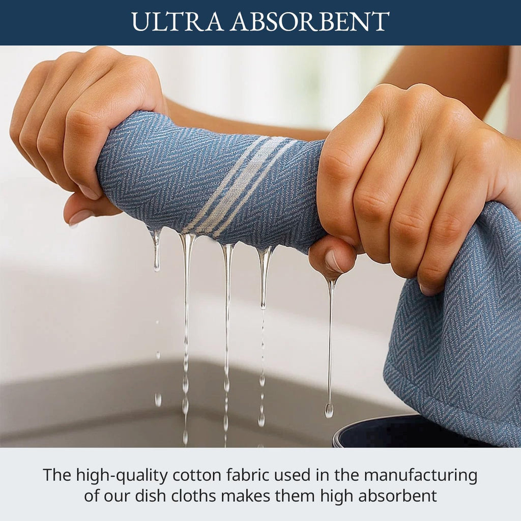 Kitchen Towels Set - 100% Pure Cotton Dish Towels for Kitchen, Super Absorbent Kitchen Hand Towel, Tea Towels, Soft &