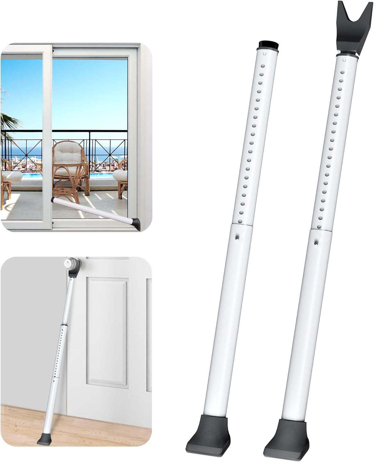 Upgraded Door Security Bar & Sliding Patio Bar, Heavy Duty Stoppers Adjustable Jammer for Home, Apartment, Travel (2