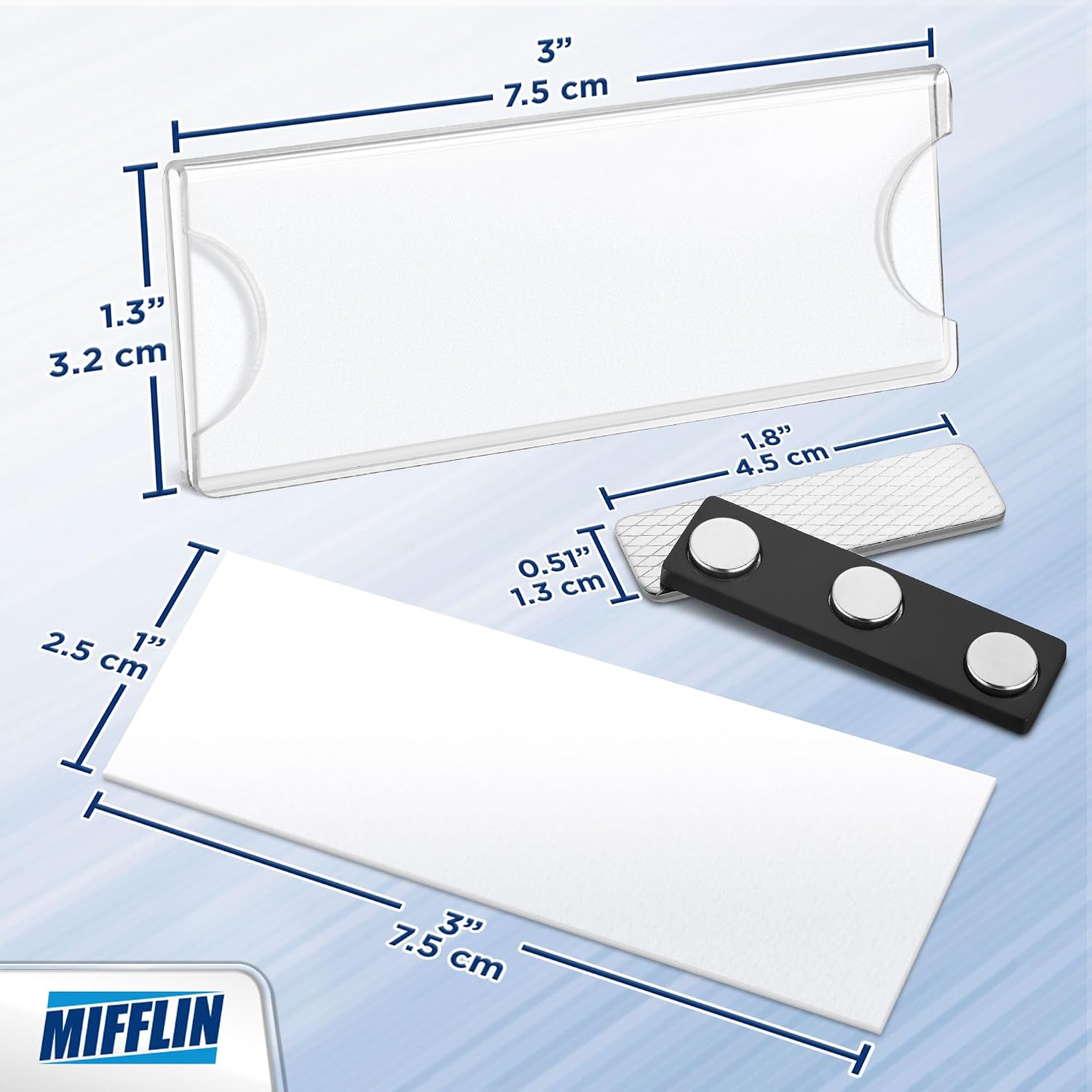 3x1 Clear Magnetic Name Tag Holders w/Customizable Paper Inserts - 10 PK | Mifflin-USA transparent acrylic name card