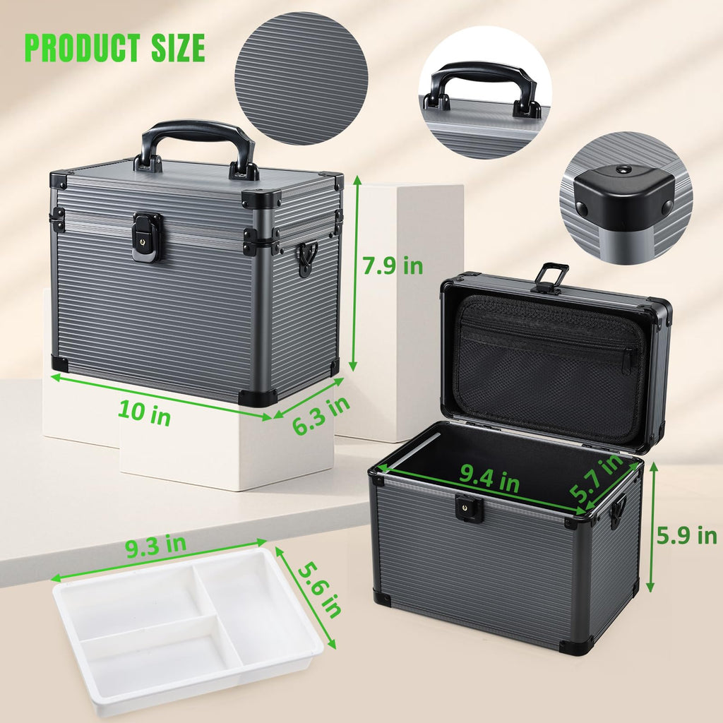 10-inch Lockable Medicine Box with Tray, Medication Lock Box First Aid Box