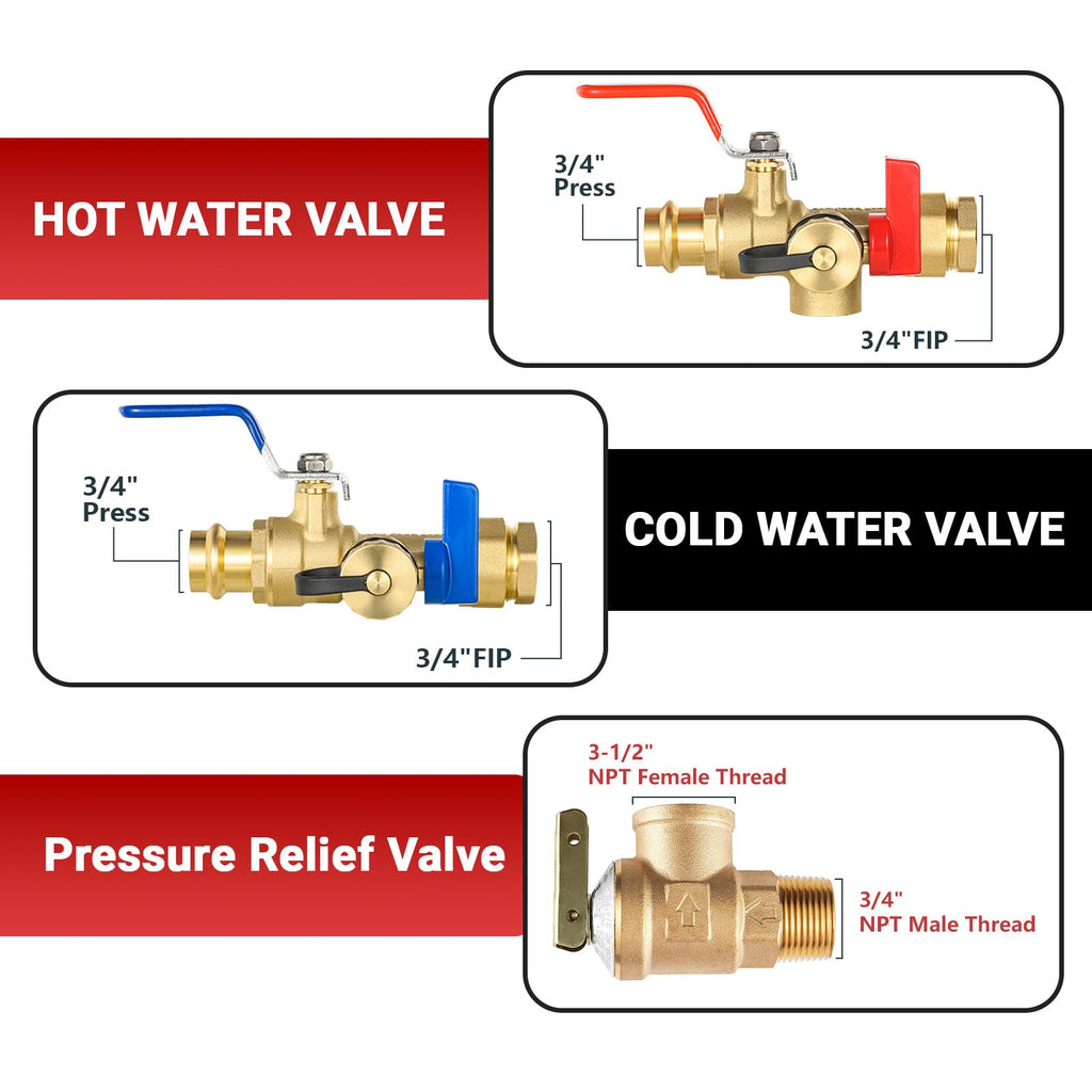3/4" EFIELD IPS Isolator Tankless Water Heater Service Valve Kit