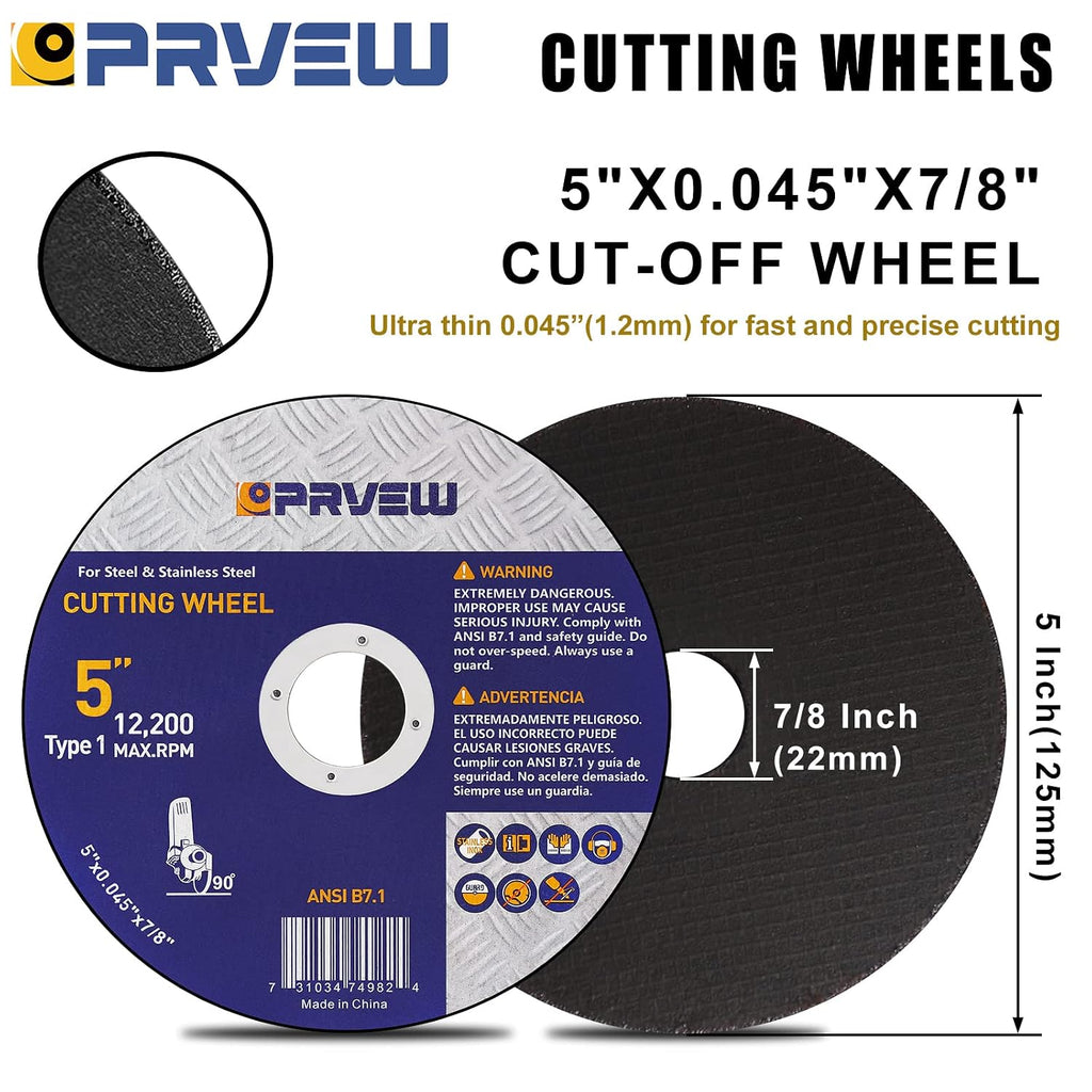 5 Inch Cut Off Wheels,10-Pack 5"x0.045"x7/8" Quality Cutting Disc
