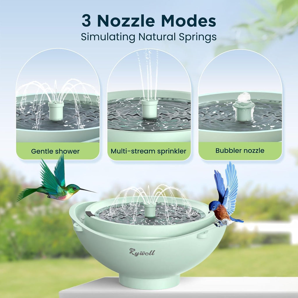 4" Extra Deep Hanging Bird Bath, Solar Bird Bath Fountain with 3 Spray Modes - 2L Large Capacity, Quiet Pump with