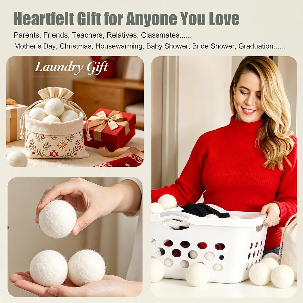 Wool Dryer Balls 6 Pack, 100% New Zealand Wool to Core