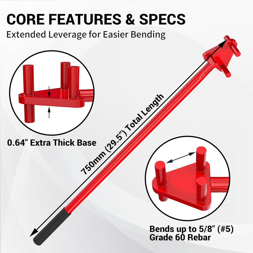 Manual Rebar Bender for 5/8” Rebar Bars, Heavy Duty Hand Operated Bending Machine Style Tool for Flat Bar & Rod