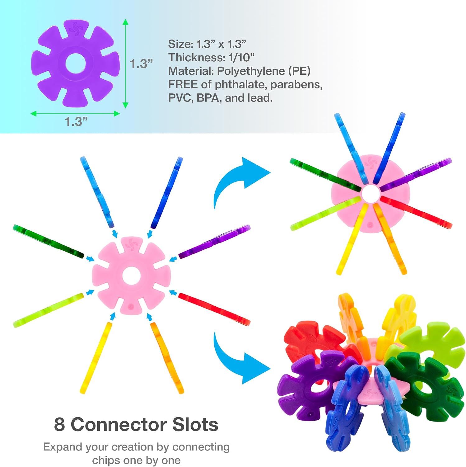 Building Chip Interlocking Disc Construction Blocks in Purple Color STEM Learning Early Education Toy Engineering