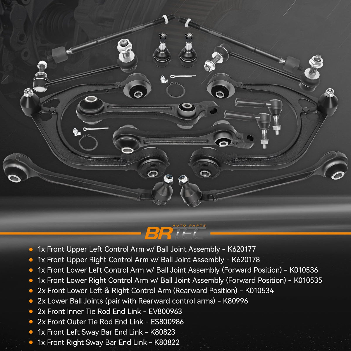 14 Pcs RWD Front Upper & Lower Control Arm Kit for Chrysler 300