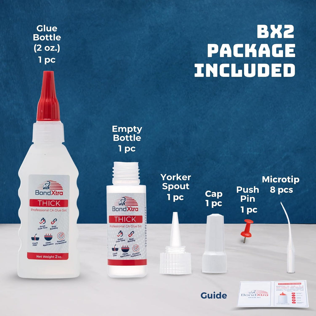 2 oz. Thick CA Glue for Woodworking, Premium Super Glue Kit for Wood Turning with Extra Bottles, Anti Clog Caps