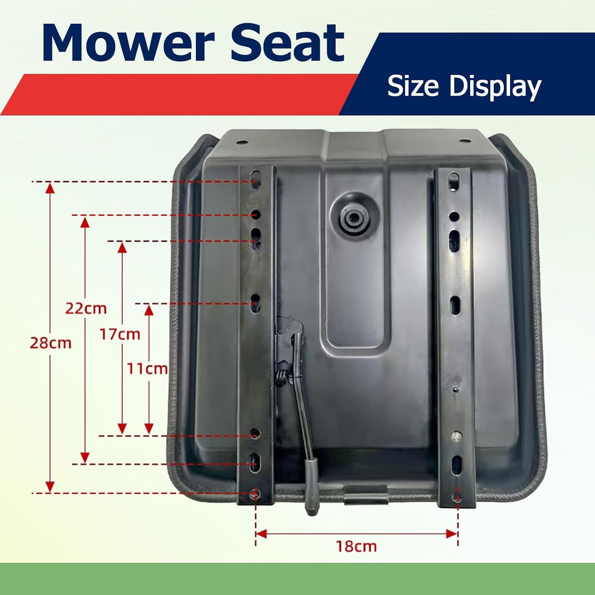 Universal Compact High Back Lawn Tractor Seat, Adjustable Seat | Black Mower Seat With Mounting Bolt Patterns, With