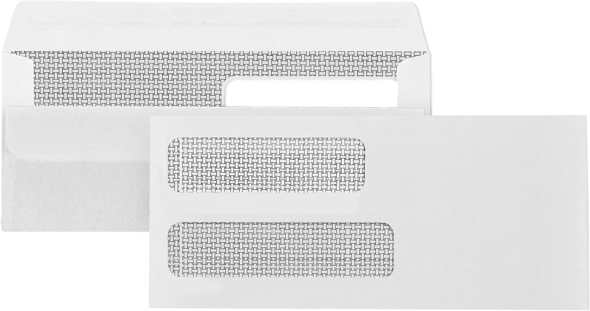 500#10 Double Window Security Envelopes, Flip & Seal