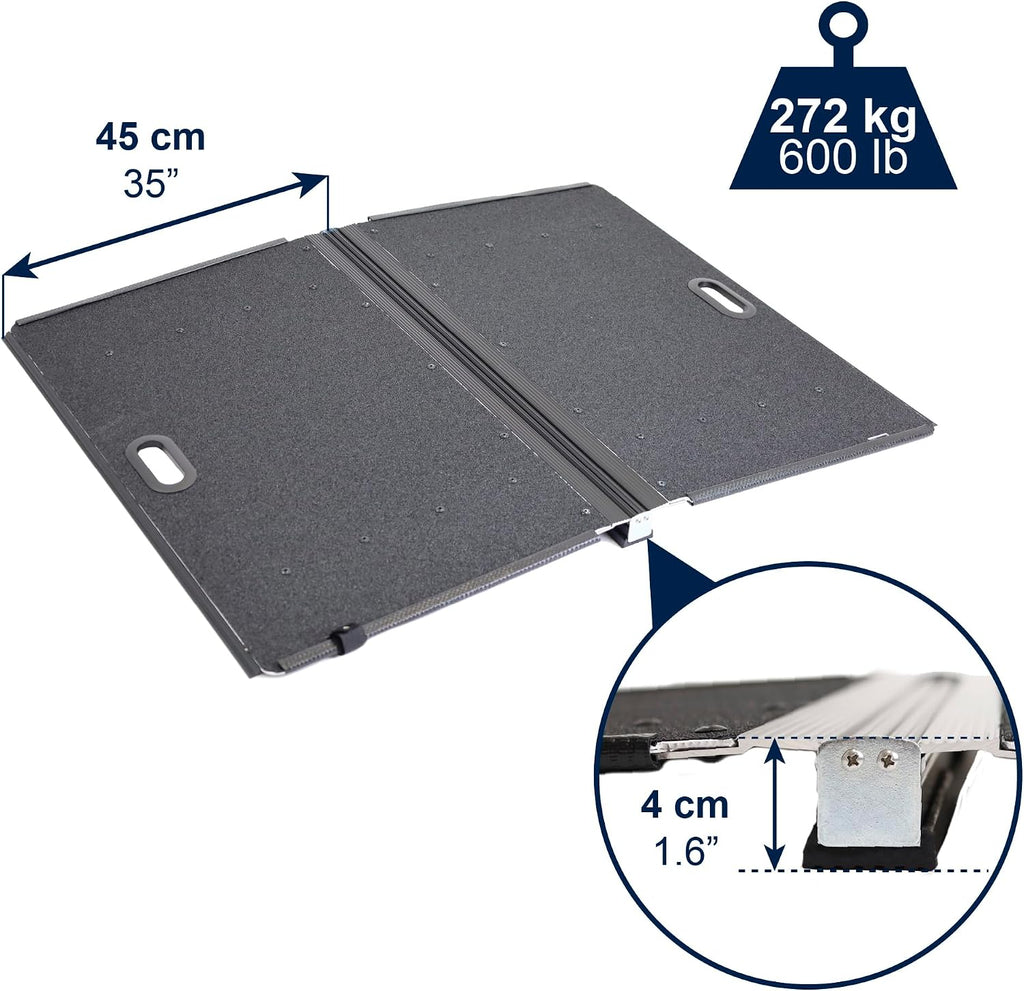 Folding Wheelchair Ramp, Threshold Door Ramp 1.6 Inch, Holds 600 lb