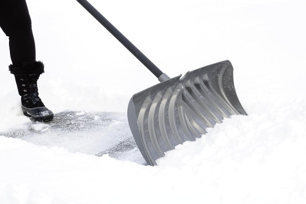 27" Combination Snow Shovel/Pusher with Steel-Core Handle, Graphite/Black