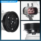 TadaMark AC Compressor w/Clutch Fits for Jeep Wrangler 4.0L 2000-2006, for Jeep Grand Cherokee 4.0L 1999-2004